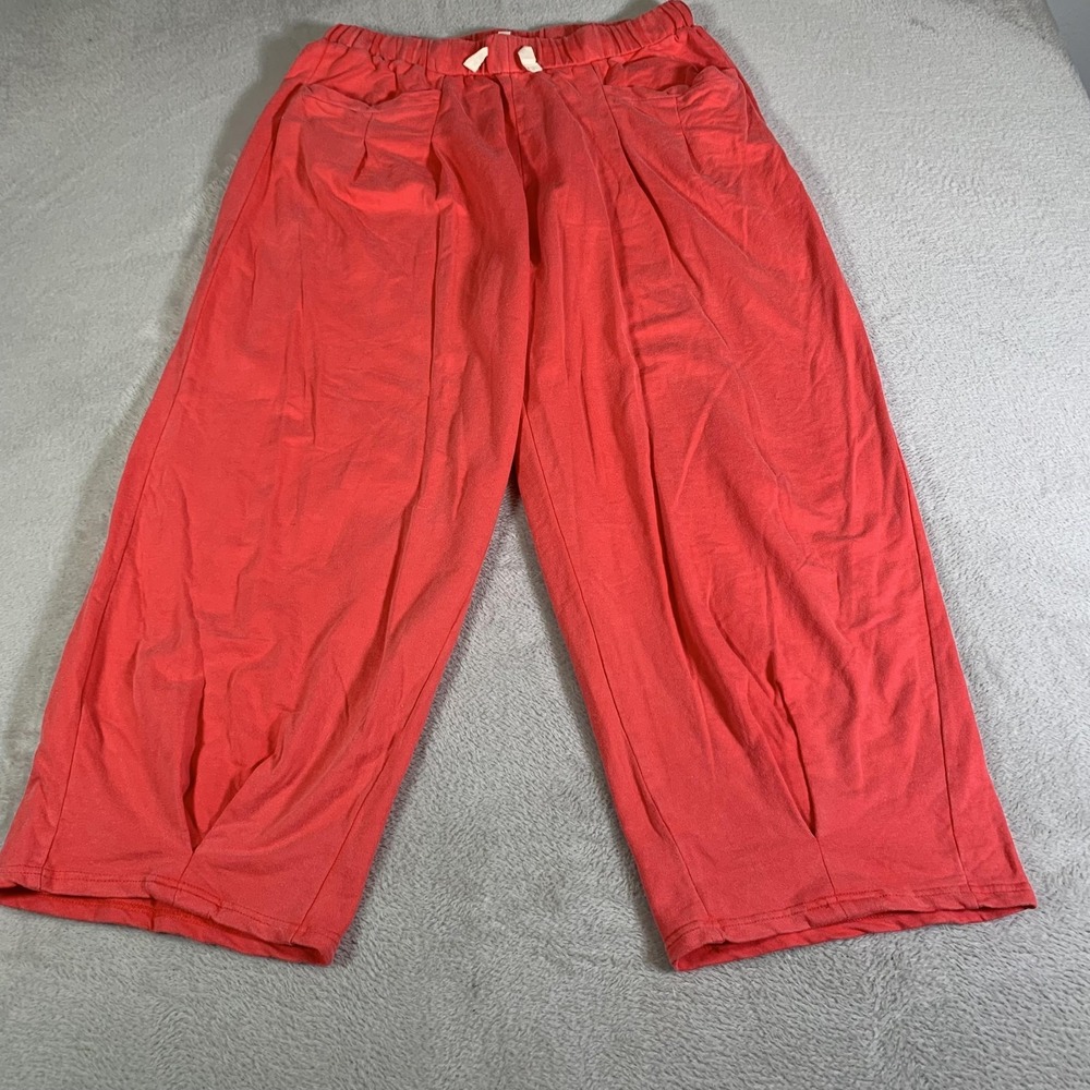 Davi & Dani Sweatpants Womens Large Pink Elastic Waist Pockets 100% Cotton